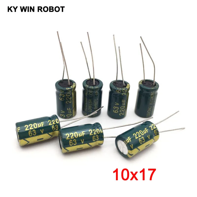 10PCS 63V 220UF 10x20mm 105C Radial high frequency low impedance aluminum electrolytic capacitor 220uf 63v