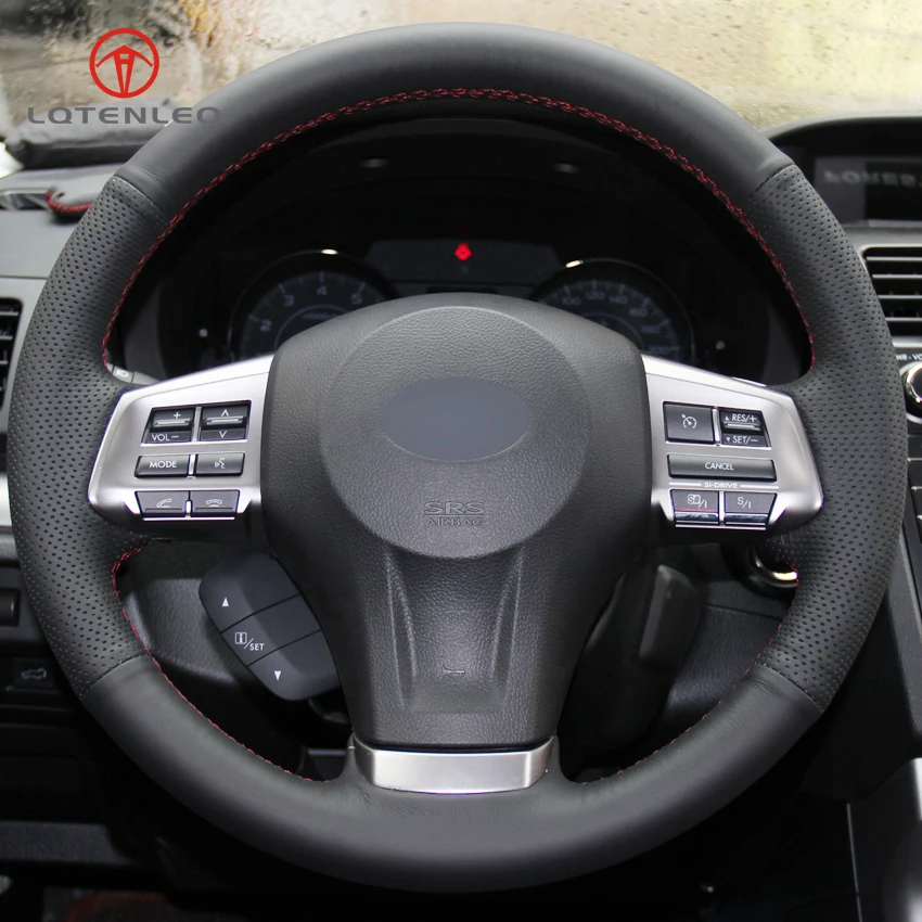 LQTENLEO Black Artificial Leather Car Steering Wheel Cover for Subaru Forester 2013 2015 Legacy
