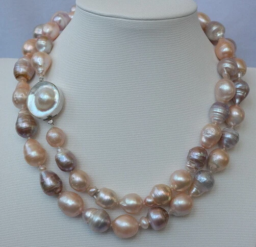 

xiuli 003526 Natural Pink Nucleated Flameball pearl necklace-mabe Clasp