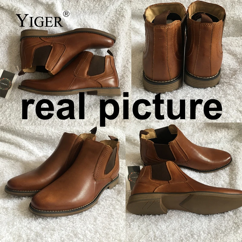 YIGER New Men's Chelsea Boots Ankle boots Genuine Leather Man boots Slip-on Casual Martin boots male Large size men's shoes 0182 YIGER New Men's Chelsea Boots Ankle boots Genuine Leather Man boots Slip-on Casual Martin boots male Large size men's shoes 0182
