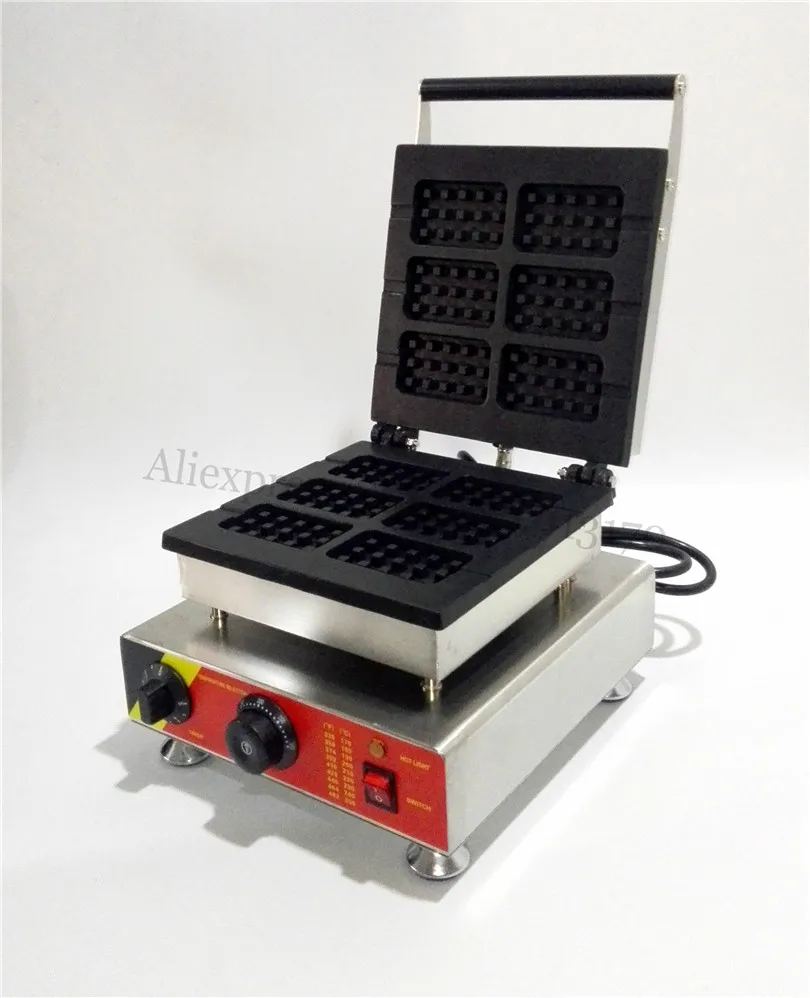 Rectangle Lolly Waffle Maker Non Stick Rectangular Waffle Machine 110V 220V 6pcs Molds Brand New