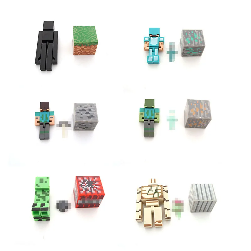 

18pcs/6set minecraft toys PVC action figures armor sword stone model block toy collectible Gift for children kids Drop shipping