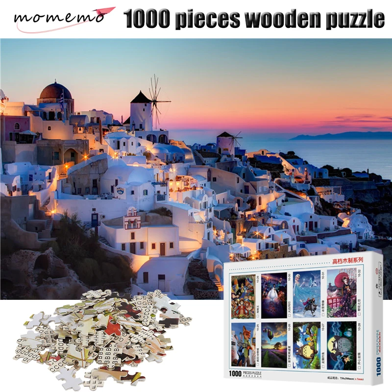 

MOMEMO Nightscape Puzzle 1000 Pieces Wooden Puzzle Beautiful Nightscape Figure Jigsaw Puzzle Adult Puzzles Decompression Toys