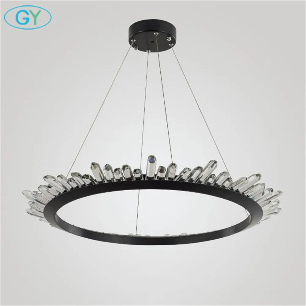 Новый дизайн Черная D60cm 37W led люстра золото D80cm 50W кольцо хрустальные люстры