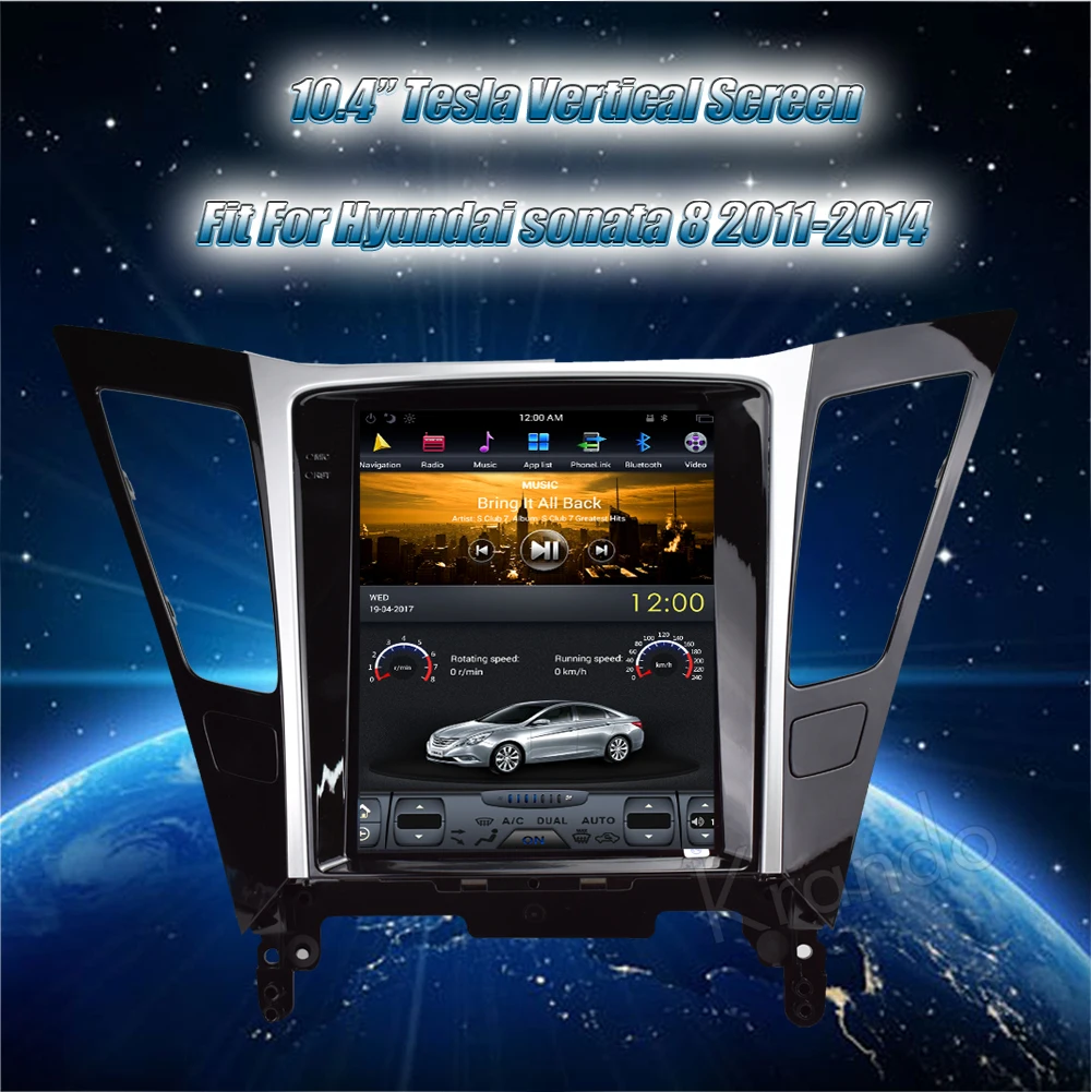 Flash Deal Krando Android 8.1 10.4" Tesla Vertical touch screen for Hyundai Sonata 8 2011-2014 car dvd gps radio player multimedia system 1