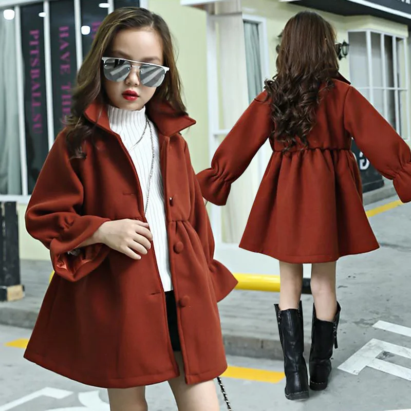 

Children's clothing girls woolen coat 2018 autumn and winter clothing new children's coat girls fashion long trench coat