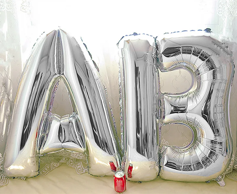 40 inch Big Silver Letters foil balloons Large letter air helium