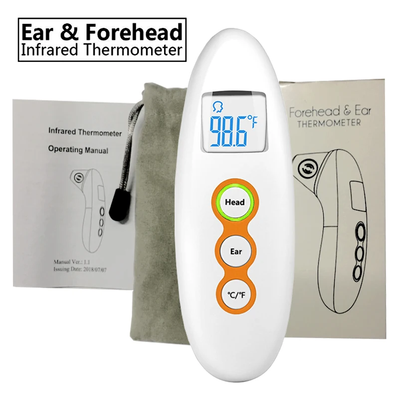 

Infrared Digital Forehead and Ear Thermometer for Baby Kids and Adults 3 color Fever Alarm Dual-Mode Non Contact LCD Termometro