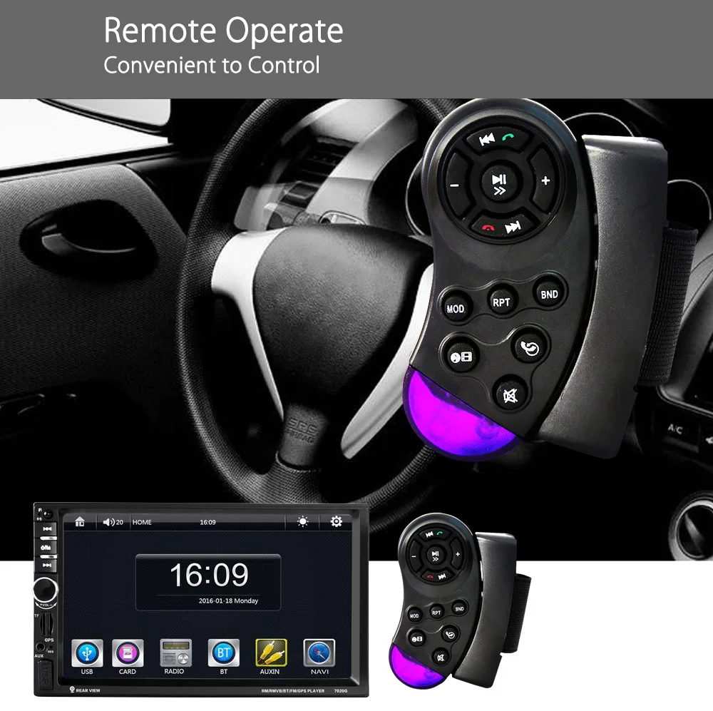 7020G 2 Din gps навигация 7 дюймов 1080P Автомобильный аудио плеер MP5 плеер с европейской картой Bluetooth поддержка вызова камера заднего вида