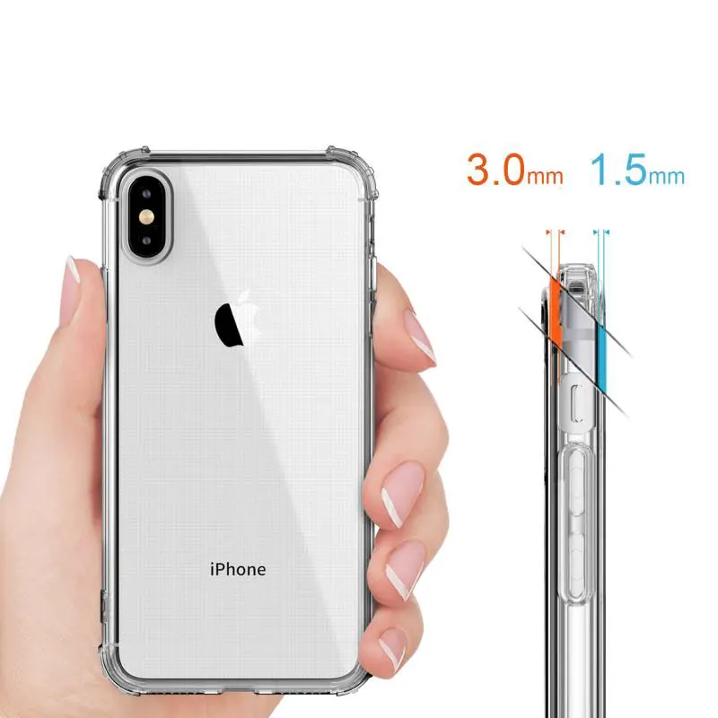 Luxury Shockproof Bumper Transparent Silicone Phone Case For iPhone X XR XS Max 8 7 6 6S Plus Clear protection Back Cover Coque (3)