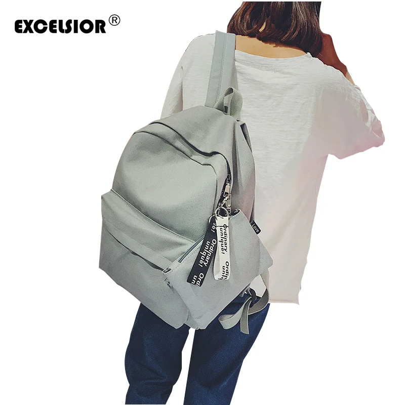 EXCELSIOR Women Canvas Backpacks Women Fashion School Backpacks for Teenage Girls 2 Pcs se Rucksack Bagpack