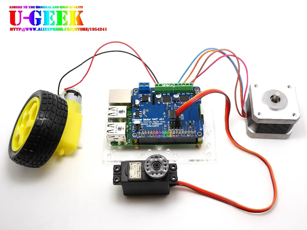 DIY Robot | UGEEK шаговый двигатель шляпа для Raspberry Pi 3B, 3B+, 3A+, 2B, 4B, Zero w | шаговый двигатель/сервопривод/двигатель/датчики/IR Romote