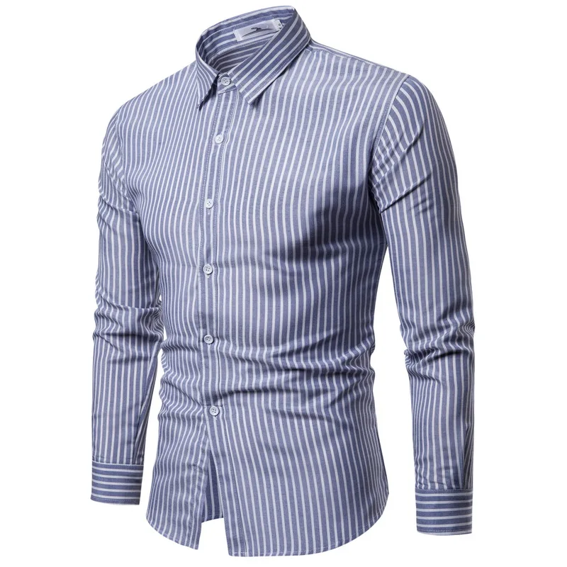 Drop Shipping Men Shirt Long Sleeve Stripe Oxford Shirts 2019 Fashion Casual Regular Red Checkered Cotton Chemise Homme