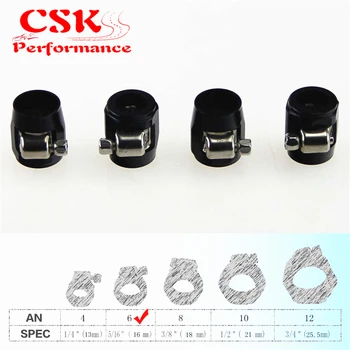 

4pcs AN6 16mm ID Fuel Hose Line End Cover Clamp Finisher Fitting Blue/Black