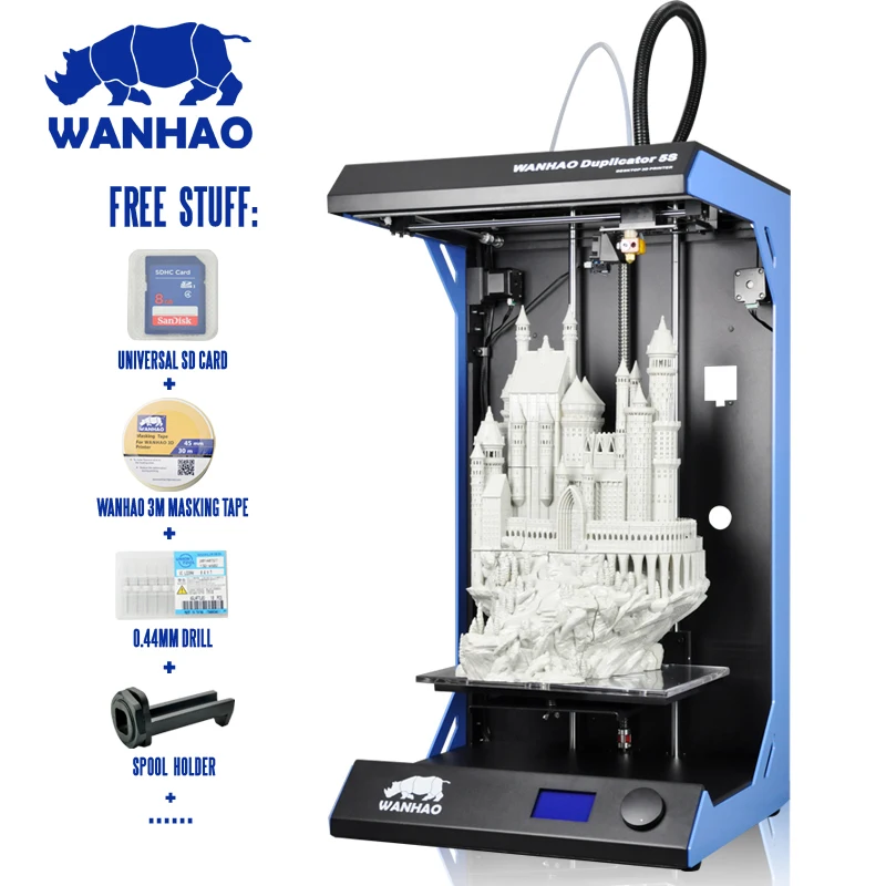 Newsest wanhao D5S Полностью Собранный 3d принтер 3D печать самая большая область 3d принтер комплект с ABS/полилактидные материалы