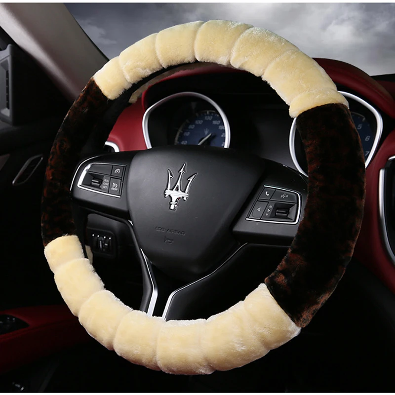 Premium Soft Short Fur Car Steering Wheel Cover High density Warm Plush