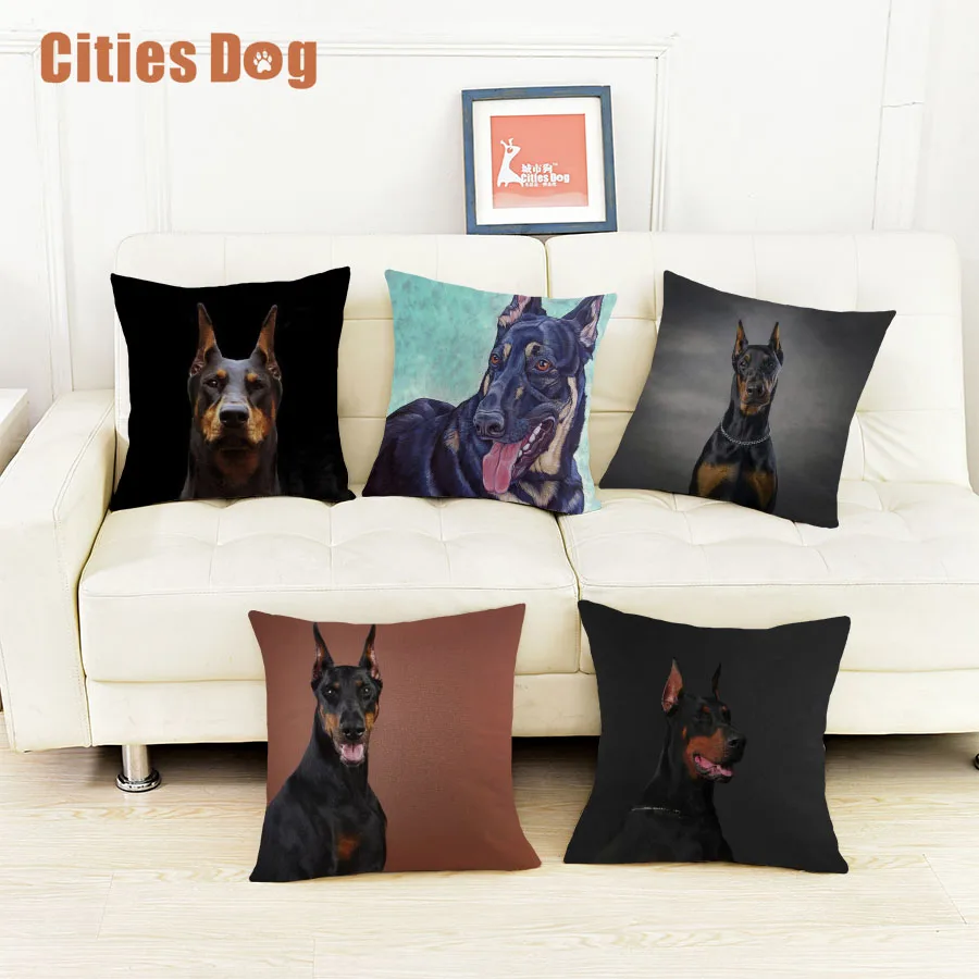 

christmas decorations pillows cushion cover Pet dog Doberman dogs Velvet Fabric Pillowcase Animal sofa cojines almofada