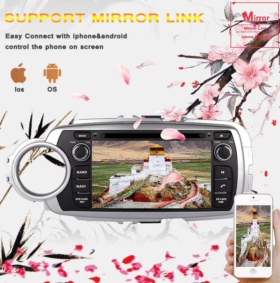 Perfect 2DIN Android 9.0 8 Core RAM 4GB ROM 64GB Car Stereo Screen Radio For Toyota Yaris 2012-2019 Stereo Car DVD Player GPS Navigation 7