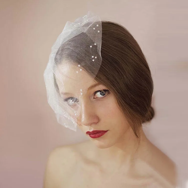 In Stock Elegant Tulle Bridal Hats Face Veil Hair Accessories