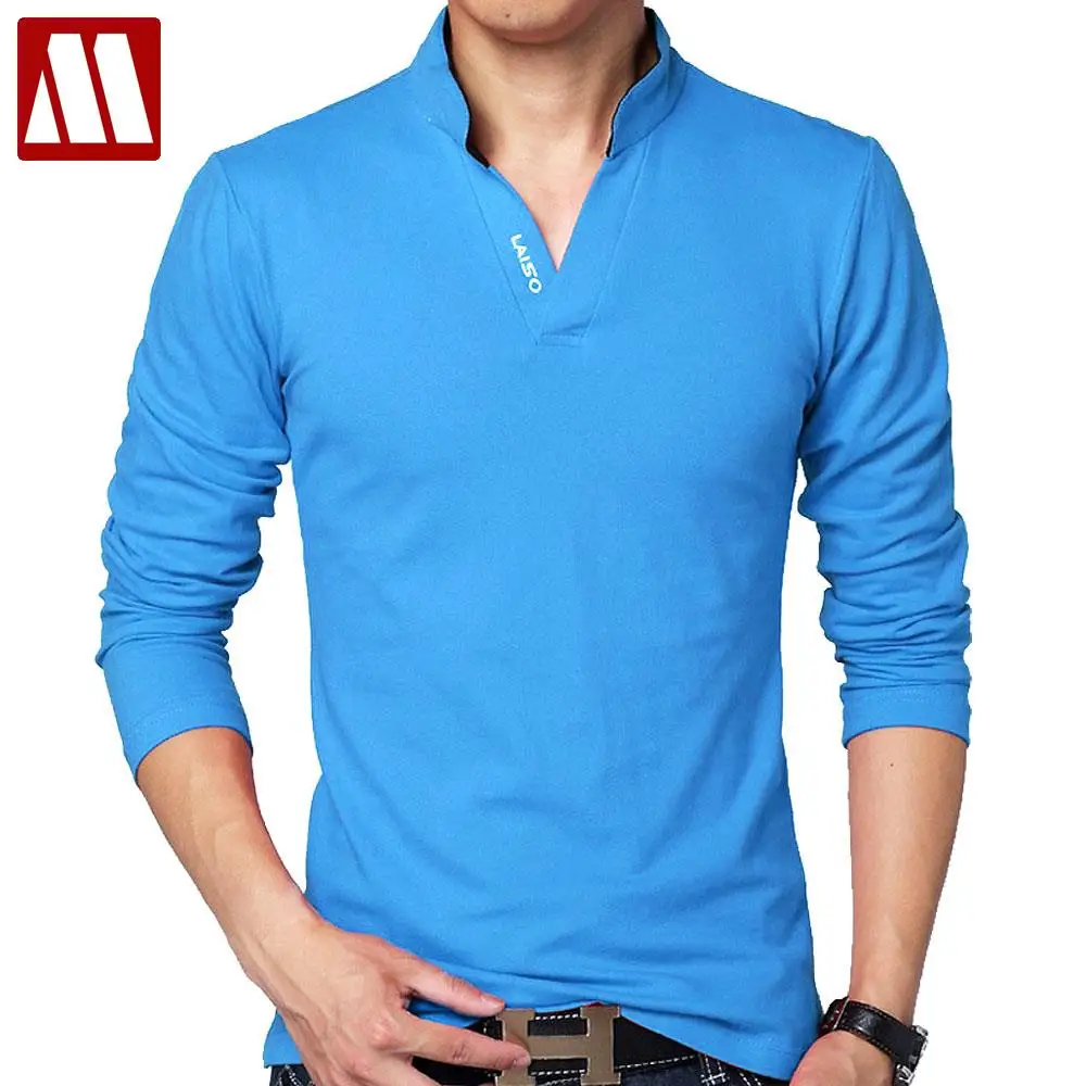 Hot Sale New 2018 Fashion Brand Men polo shirt Solid Color Long Sleeve Slim Fit Shirt