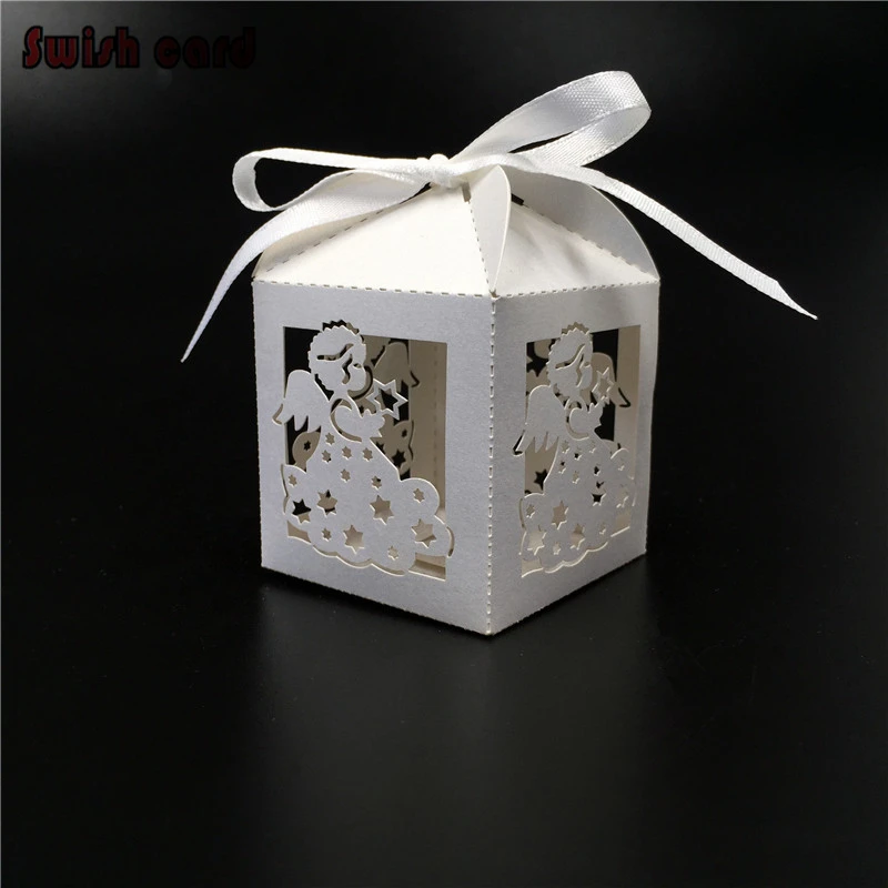 50pcs Laser Cut Angel Chocolate Box Packaging Baby Shower Decoration
