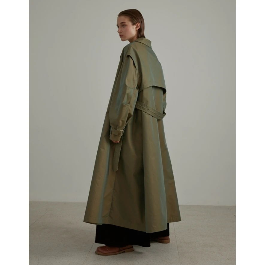 Женский плащ Тренч IRINAW118 FW оверсайз с длинным рукавом и поясом цвета хаки 2018|Плащи
