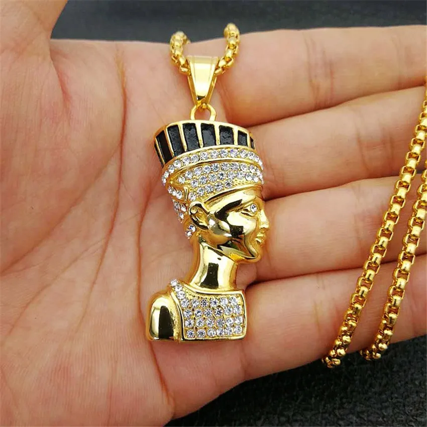 Кулон и ожерелье египетской королевы Nefertiti в стиле хип хоп для женщин ювелирные
