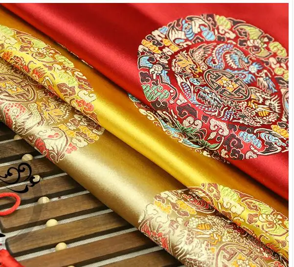 Черная классическая китайская шелковая сатиновая парча 75*50 см|cheongsam fabric|damask silksilk