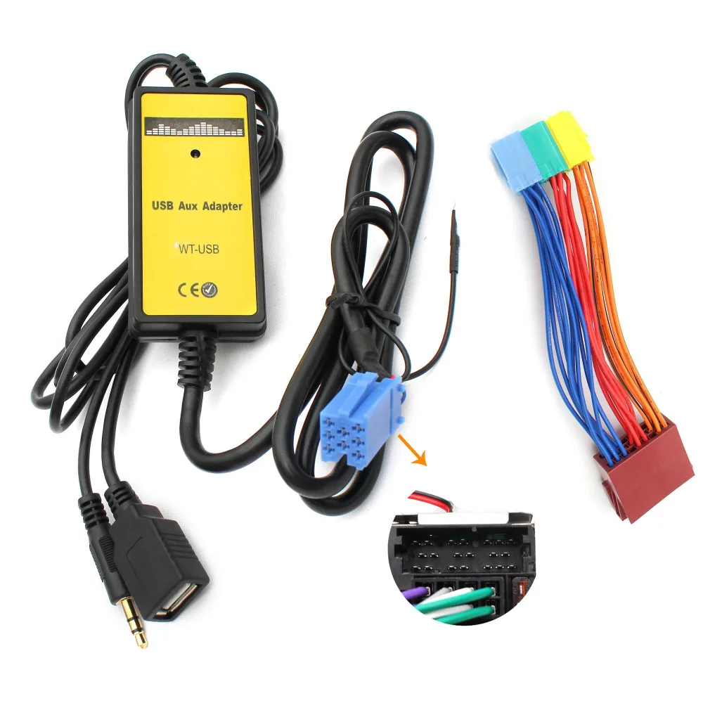 Car MP3 Player 3.5mm Auxiliar TF SD Auto AUX USB Adapter with Cable