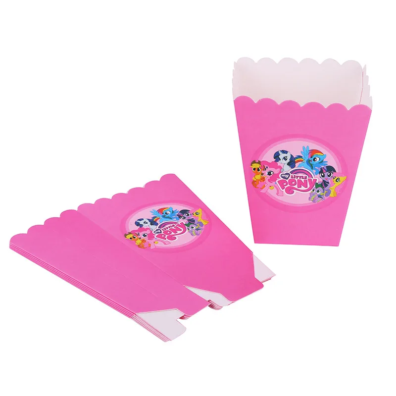

6pcs/1 Pack Pony Pattern Party Supplies Popcorn Box Birthday Party Decorations Wedding Girl Cartoon Theme Children's G Gift