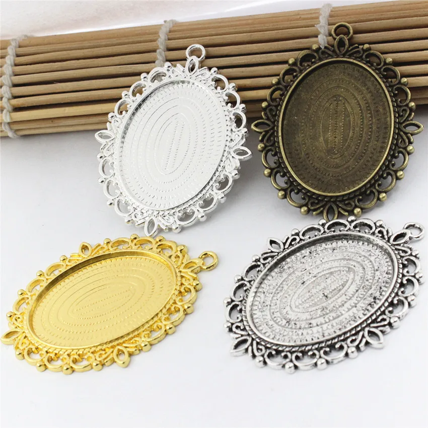 3pcs 25mm Antique Silver Round Pendant Base Setting Cabochon Pendant Blank Trays