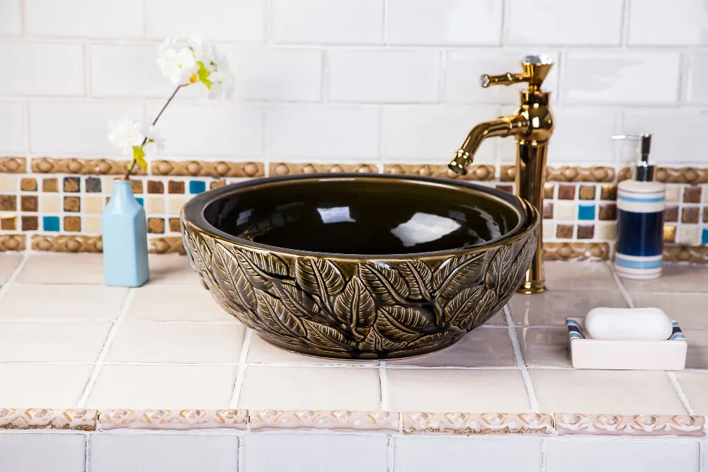 China Ceramic Art Basin Sink Counter Top Wash Basin Bathroom Sinks bathroom round washing basin bathroom sinks (1)