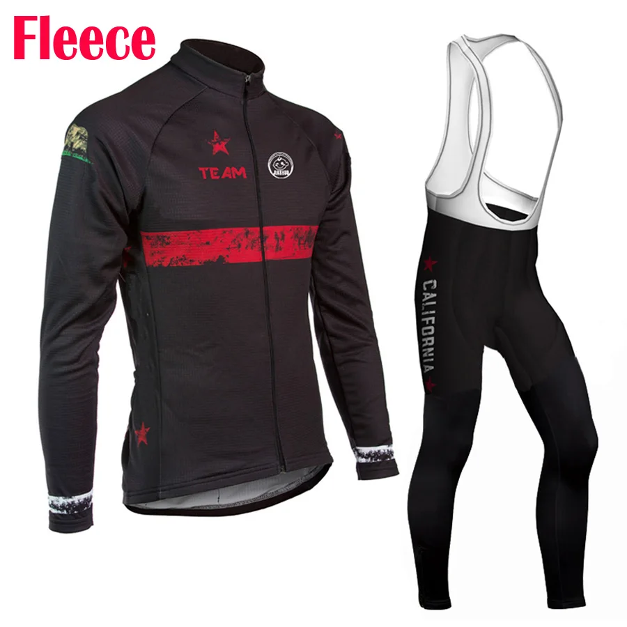 

NEW California long sleeve Cycling Sets cycling jersey Winter Fleece&no Fleece cycling clothing BLACK bike wear Arbitrary choice