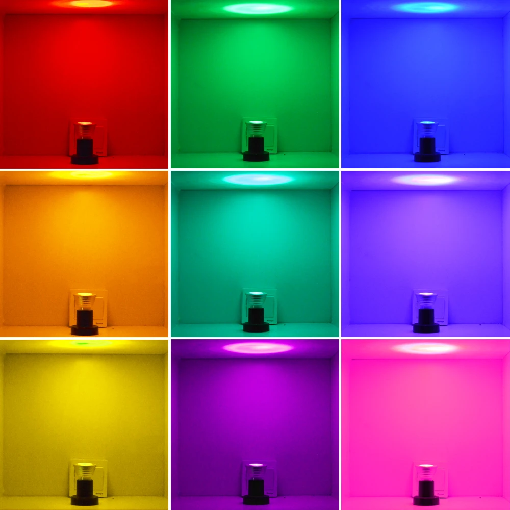 RGB лампа E27 E14 MR16 GU10 16 цветов волшебный светодиодный светильник 110 В 220 в 12 В праздничный сценический светильник с регулируемой яркостью+ 24key ИК-пульт дистанционного управления