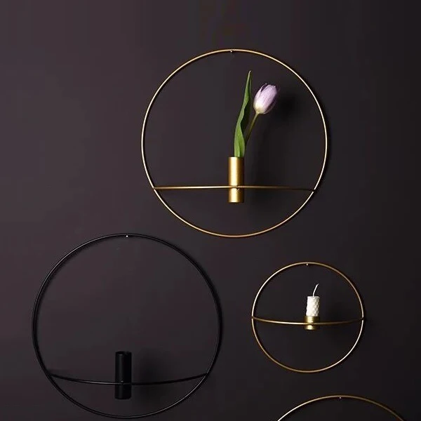 3D Metal Candlestick Wall Mounted Candle Holder Geometric Tea Light Home Decor DAG-ship