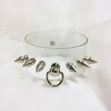 Лолита панк Модные женские прозрачные повязки Шипы винил прозрачный купальник ремень