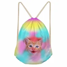 Noisydesigns Sweet Cat Print Backpack Women Girl New Drawstring Shoulder Bags Casual Travel Personality 3D Tropical Colorful Bag
