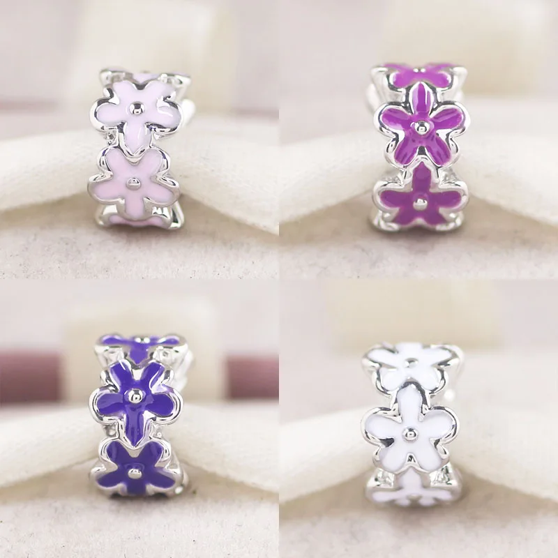 

free shipping 1pc white pink purple red DARLING DAISIES SPACER bead charm Fits European Charm Bracelets A071