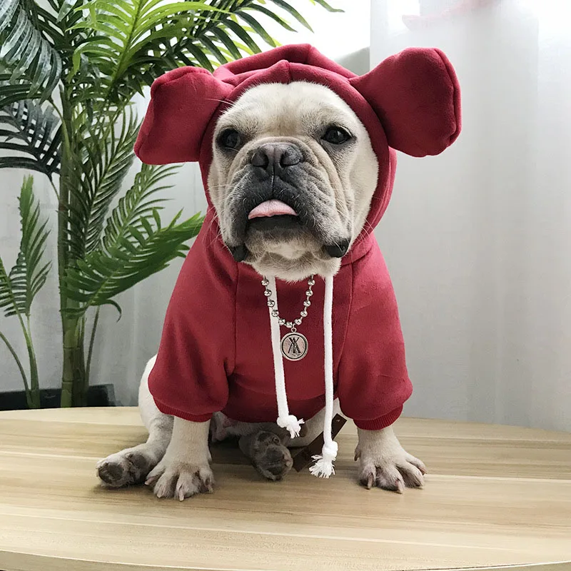 

Winter Dog Clothes Big Ear Dog Hoodie Coat Warm Pet Clothes For Small Medium Dogs French Bulldog Pet Jacket Puppy Outfit Pug