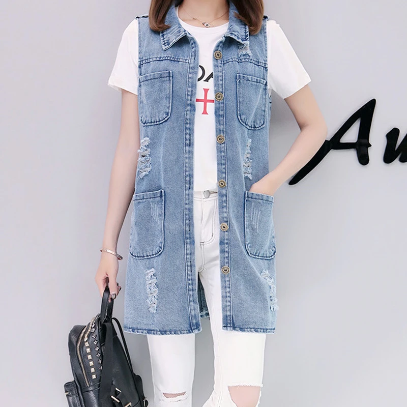 Kadin Kot Yelek 2019 Ilkbahar Yaz Yirtik Uzun Delik Kot Yelek Femme Moda Kolsuz Casual Ceket Giyim R776 Vests Waistcoats Aliexpress