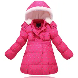 Зимний пуховик для девочек верхняя одежда 2018 Новые Детские Пуховые куртки для девочек пальто в горошек пальто с капюшоном