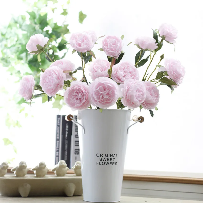 roses artificial peonies silk fabric flower fake flower wedding bouquet home decor  (112)
