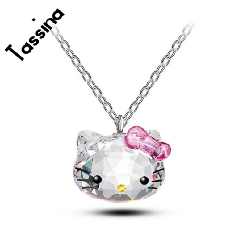 Tassina Silver color Korea KT Crystal Cute hello kitty bow Cat