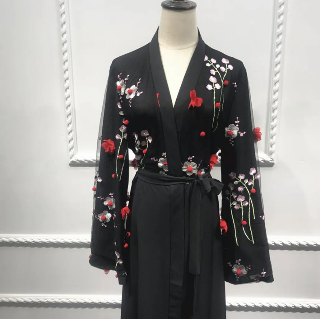 ОАЭ абайя мусульманское Платье женское 2019 модное ажурное вышитое длинное платье