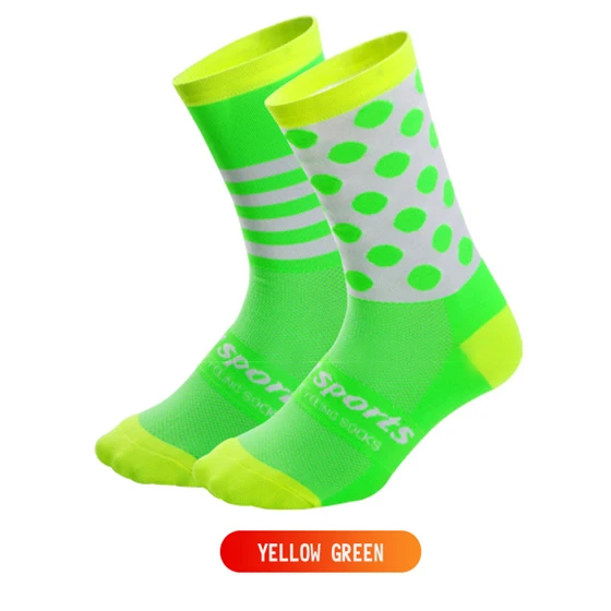 DH спортивные брендовые носки для велоспорта, удобные уличные спортивные мужские и женские носки в горошек, носки для бега, пешего туризма, гонок, дороги, MTB, носки для горных велосипедов - Цвет: A Style Green