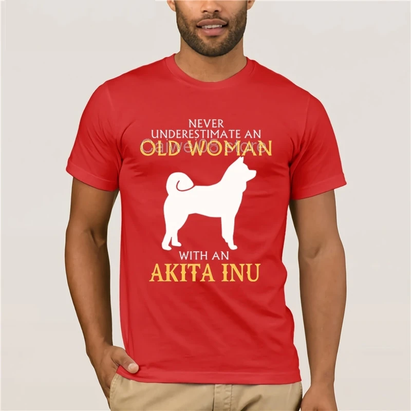 Качественная модная мужская футболка с коротким рукавом Akita Inu Dog, рубашки для пожилых женщин с Akita Inu, модная футболка из хлопка - Цвет: red
