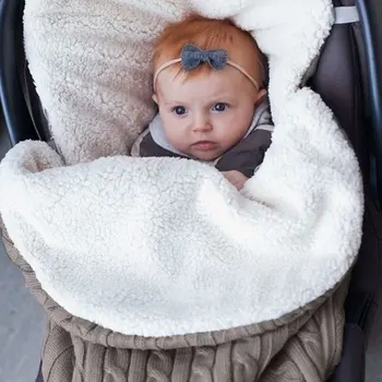 

Thick Baby Swaddle Wrap Knit Newborn Sleeping Bag Warm Swaddling Blanket Sleep Sack Thick Warm Blanket Stroller Cover