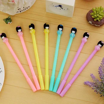 

4Pcs/Lot New 4 Colors Creative Novelty Kimono Girl Writing Stationery Student Random Color Cute Japanese Girl Office School Pens