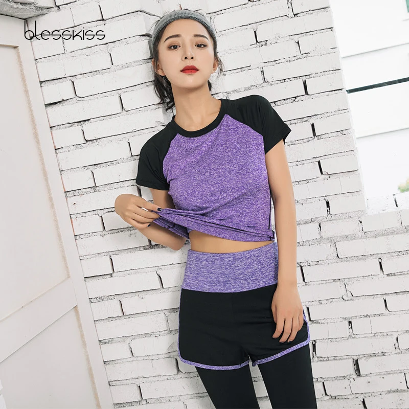 Yoga Top Sports T Shirt Yoga Shirt Sports Shirt BLESSKISS XXL Sport Shirt Women Yoga Top Fitness Cloth Short Sleeve Workout Tee T shirt For Ladies Neon Running Tshirt Plus Size