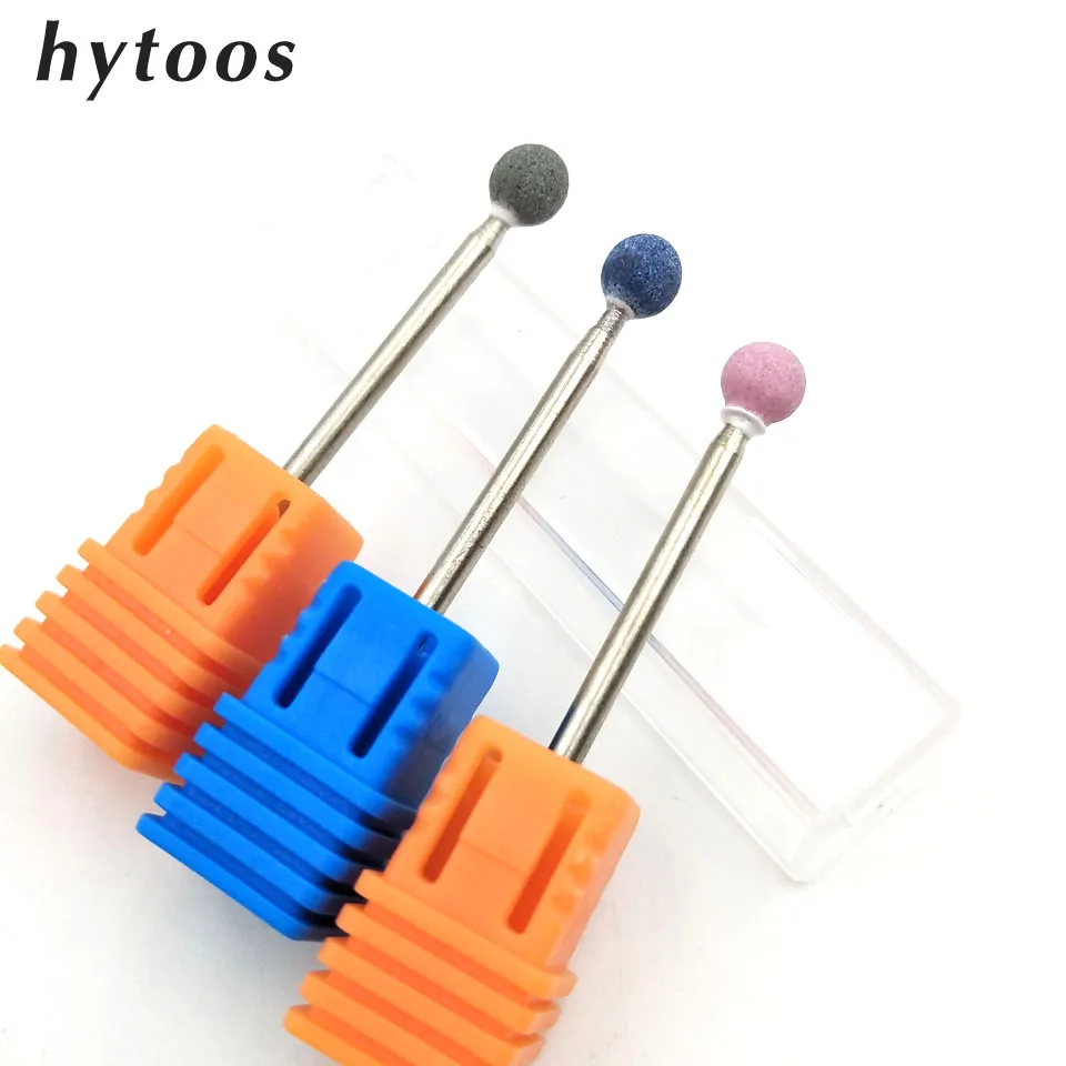 

HYTOOS 4 Color Corundum Ball Nail Drill Bit 3/32" Rotary Ceramic Stone Burr Manicure Electric Drill Accessory Nail Mills Tool